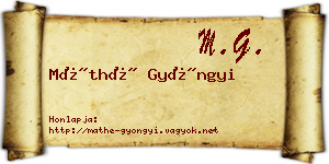 Máthé Gyöngyi névjegykártya